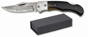 ΣΟΥΓΙΑΣ Albainox Damascus pocket knife. Bull horn, 7.7cm, 25166