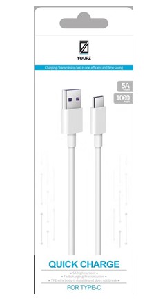 ΚΑΛΩΔΙΟ YOURZ HW-5A, USB to Type-C, 5A / 1000mm