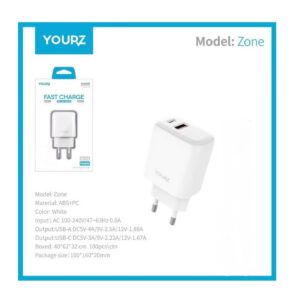 Αντάπτορ Φόρτισης, YOURZ, Z-7, PD20W, USB-A, USB-C, QC 3.0