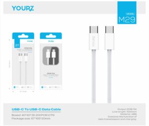ΚΑΛΩΔΙΟ YOURZ Y-M29, Type-C to Type-C, Fast Charging 30W/5A